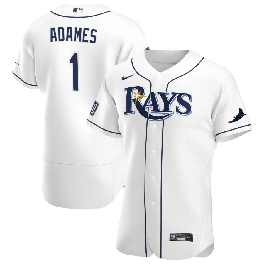 Tampa Bay Rays 1 Willy Adames Men Nike White Home 2020 World Series Bound Authentic Player MLB Jersey